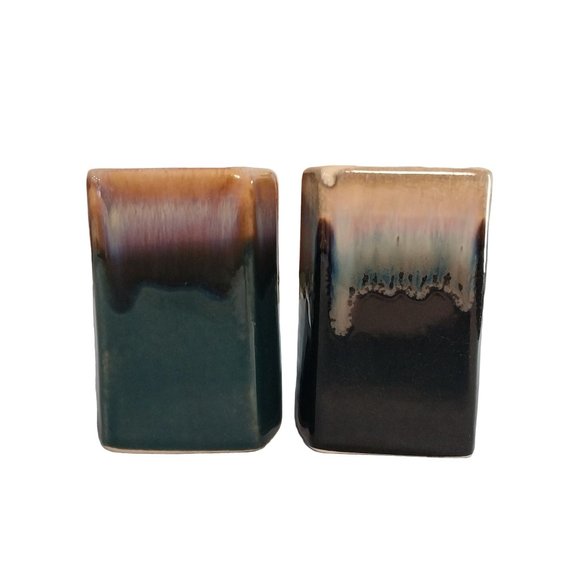 Two Padilla Signed Mexican Stoneware Drip Glaze Pottery Mugs Blue Green - Picture 3 of 7